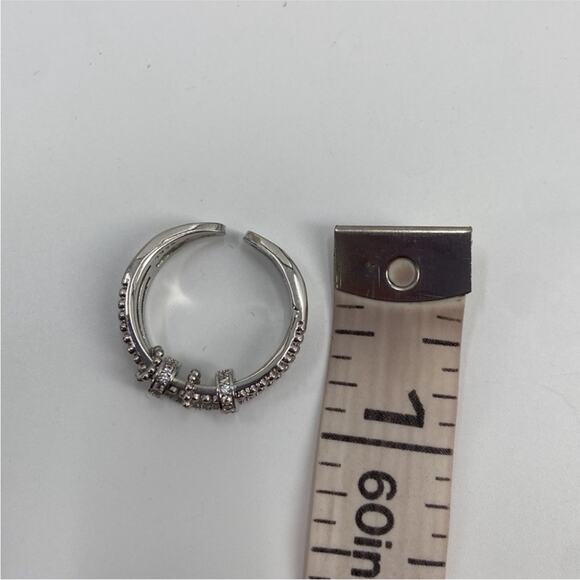 Sterling silver rhinestone encrusted fidget spinner ring size 8 - Picture 3 of 5